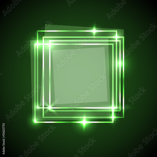 Abstract background with green squares banner