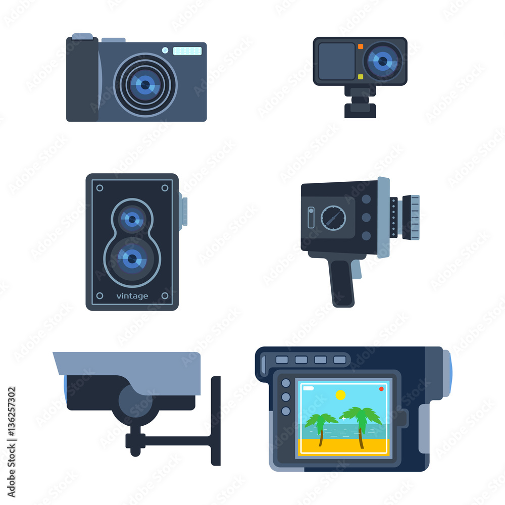 Photograph digital equipment camera vector illustration. Photograph digital equipment camera vector illustration.