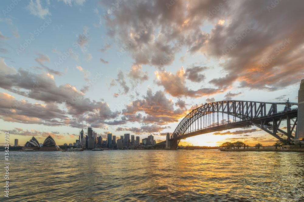 Obraz premium Australia Sydney CBD panoramic view from Kirribilli before sunset