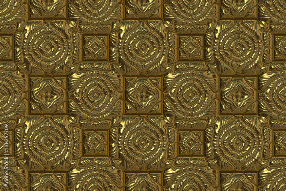 Wide abstract golden repeating background
