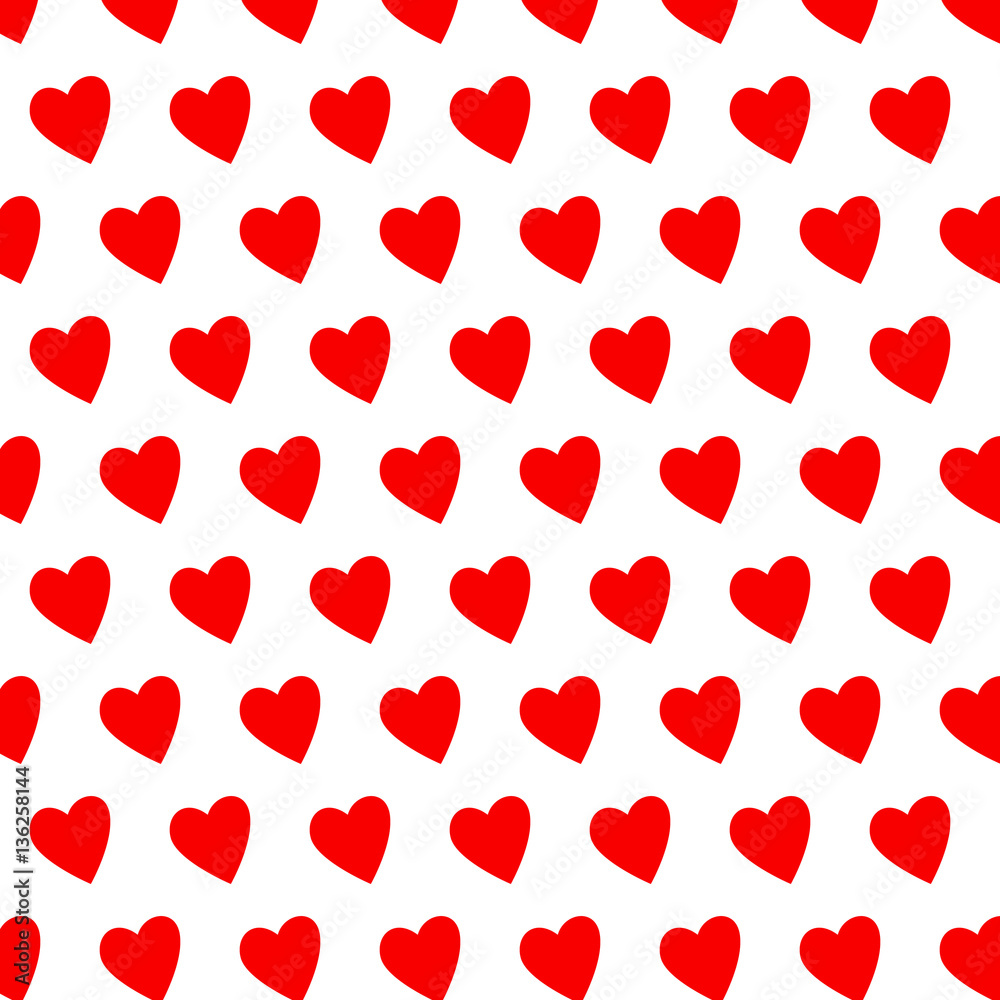 Red Seamless Heart Shape Vector Pattern Love Valentine
