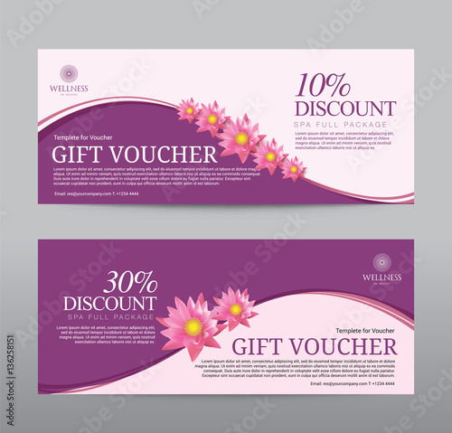 Gift Voucher for Spa Hotel Resort, Lotus Flowers Tropical Summer