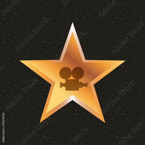 star with video recorder icon over background. colorful design. vector illustration