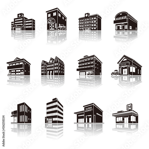 建物の影のイラスト / 立体図形