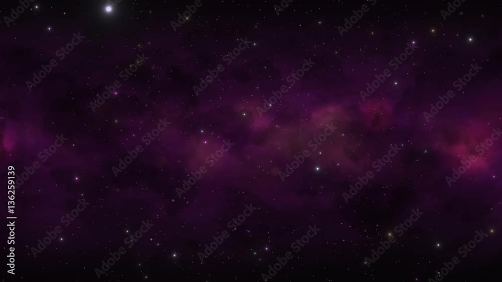 A deep space purple nebula with stars moving through the universe offers ample space for copy and other design elements.. A deep space purple nebula with stars moving through the universe offers ample space for copy and other design elements..