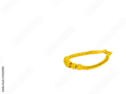 gold bracelet Chain Jewelry on White Backgorund