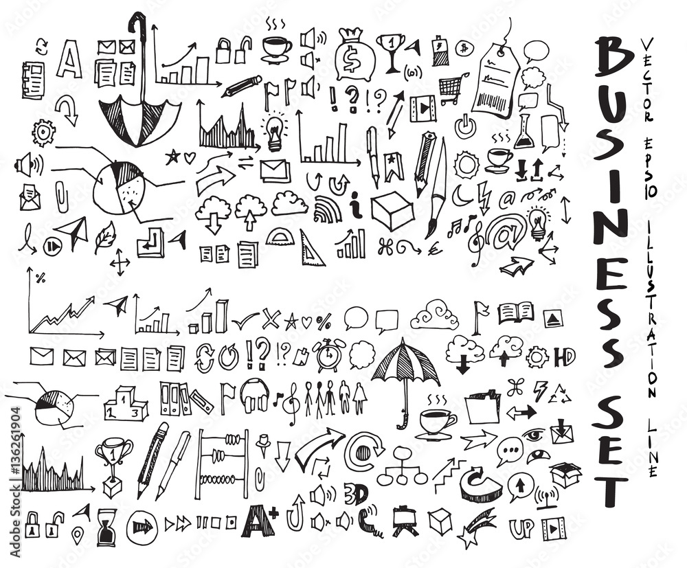 Fototapeta Business doodles sketch vector ink eps10