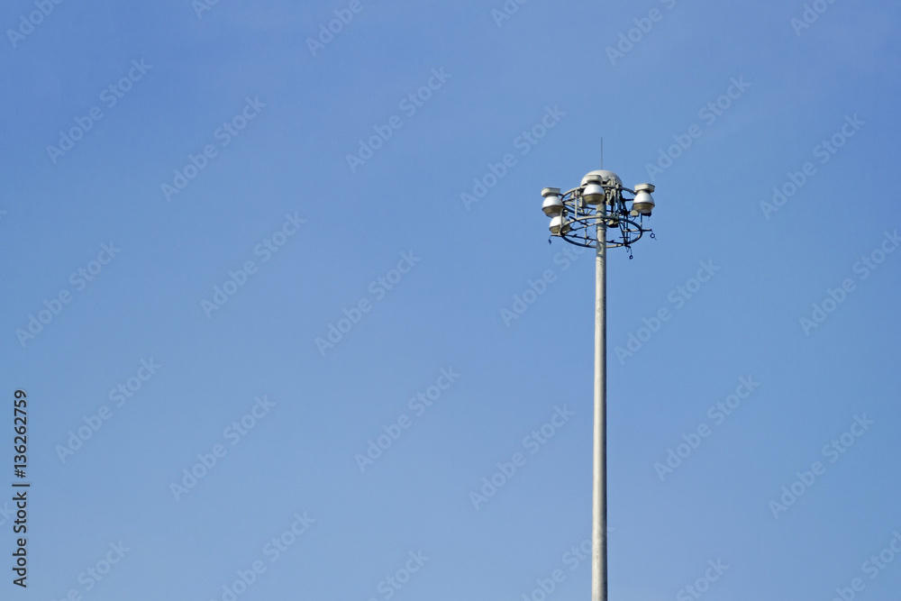 Light Post With Blue Sky Background and multi light Light Post With Blue Sky Background and multi light