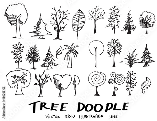 Set of tree doodles vector eps10