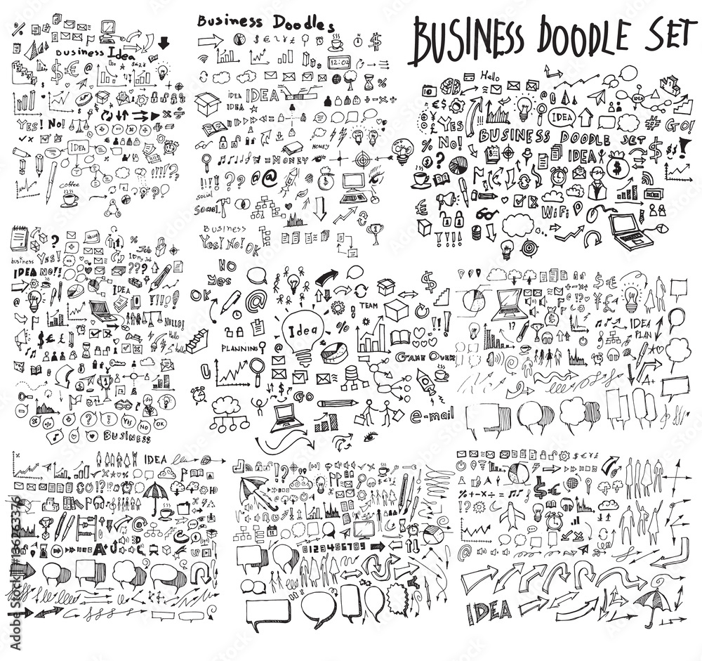 Business doodles sketch eps10 vector - obrazy, fototapety, plakaty 
