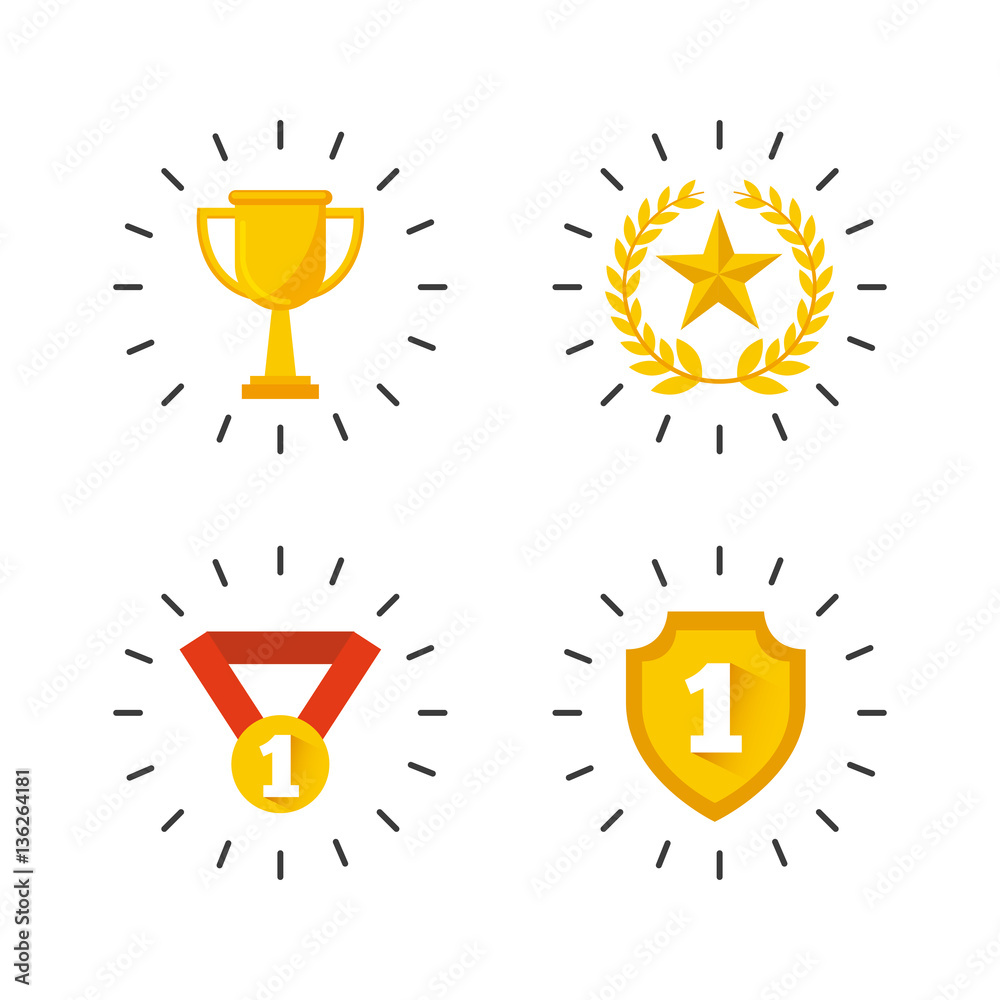 golden awards items icons over white background. colorful design. vector illustration