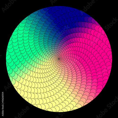 Epicycloid  vector disc for design project on black  