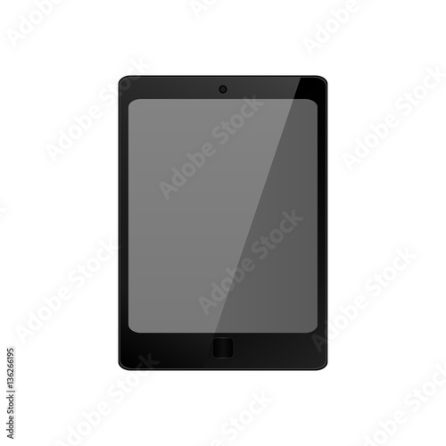 black tablet vector mockup, phone template with black screen over white, vector illustration