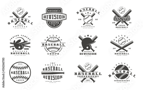 Badges set of baseball team