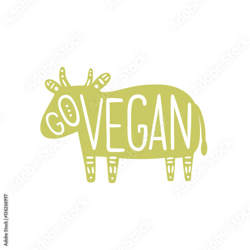 Go vegan motivational illustration. Pig silhouette. Vector