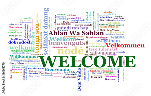 Wordcloud word tags of welcome