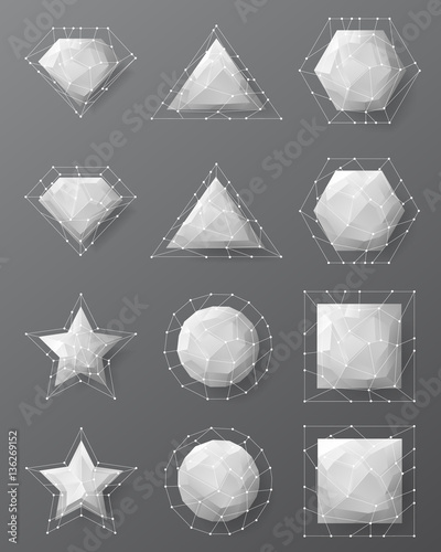 Geometric low polygonal background labels objects concept illustration vector