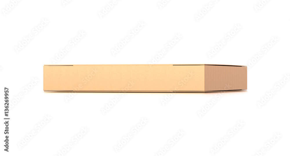 Brown corrugated cardboard box from front far side angle. Blank, horizontal, and rectangle shape. Brown corrugated cardboard box from front far side angle. Blank, horizontal, and rectangle shape.