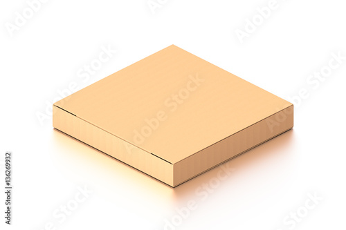 Brown corrugated cardboard box from isometric angle. Blank  horizontal  and rectangle shape.