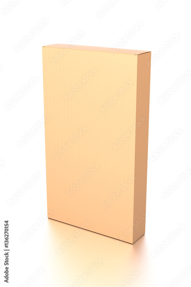 Brown corrugated cardboard box from top side angle. Blank, vertical, and rectangle shape. Brown corrugated cardboard box from top side angle. Blank, vertical, and rectangle shape.