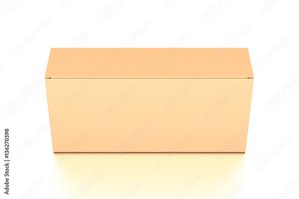 Brown corrugated cardboard box from top front closeup angle. Blank, horizontal, and rectangle shape. Brown corrugated cardboard box from top front closeup angle. Blank, horizontal, and rectangle shape.