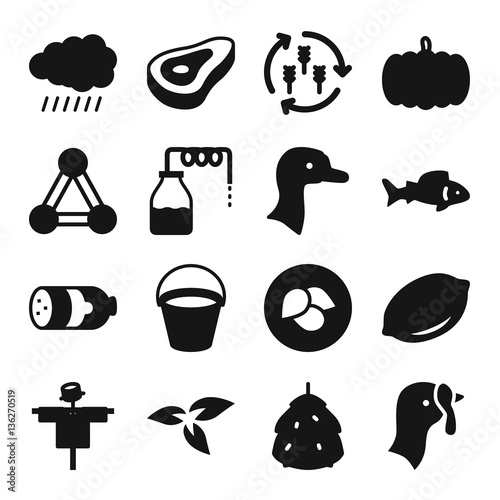 Set of 16 Agriculture filled icons