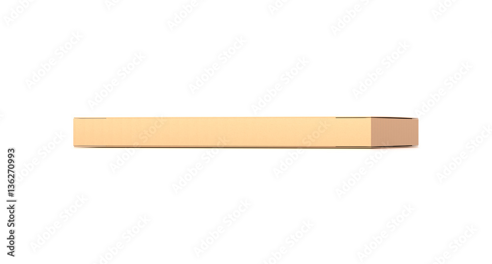 Brown corrugated cardboard box from front far side angle. Blank, horizontal, and rectangle shape. Brown corrugated cardboard box from front far side angle. Blank, horizontal, and rectangle shape.