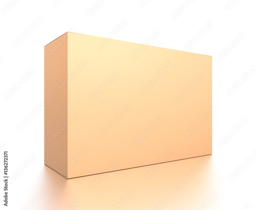 Brown corrugated cardboard box from side closeup angle. Blank, horizontal, and rectangle shape. Brown corrugated cardboard box from side closeup angle. Blank, horizontal, and rectangle shape.