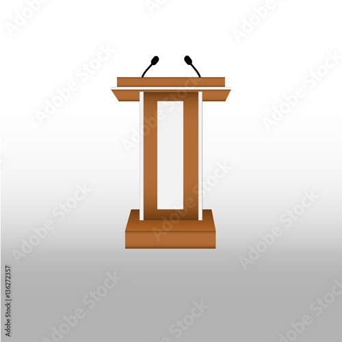  Podium Tribune Rostrum Stand with Microphones Isolated on Background
