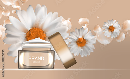 Face Cream Bottle Tube Template for Ads or Magazine Background.