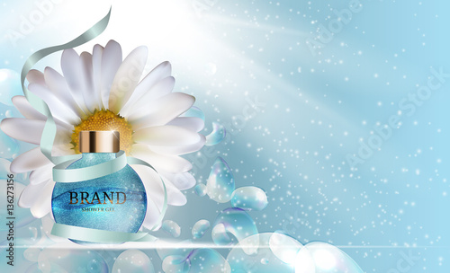 Shower Gel Bottle Template for Ads or Magazine Background. 3D Re