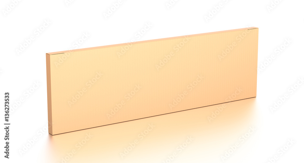 Brown corrugated cardboard box from top side angle. Blank, horizontal, thin, long and rectangle shape. Brown corrugated cardboard box from top side angle. Blank, horizontal, thin, long and rectangle shape.