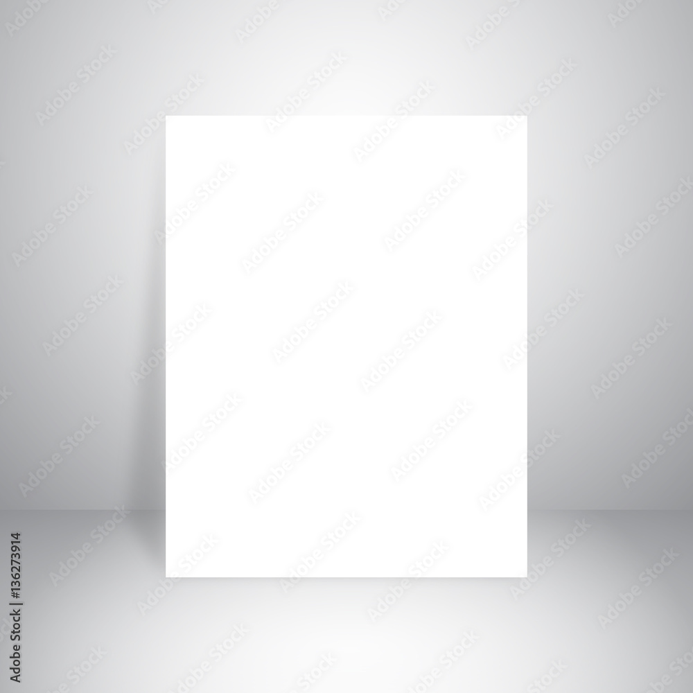 Vector of grey empty studio room background with white paper, te Vector of grey empty studio room background with white paper, te