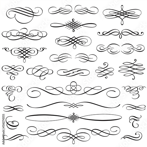 Vintage Calligraphic Design Elements Swirls Vignettes