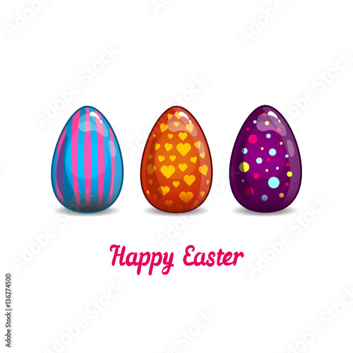 Card with cartoon Easter eggs