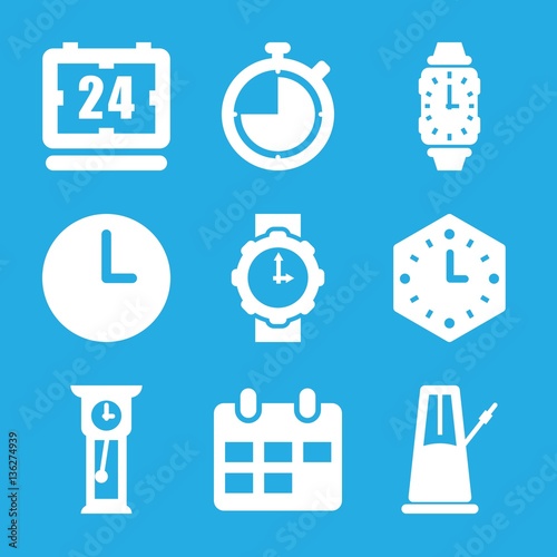 Set of 9 Time filled icons