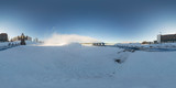 Full 360 degree equirectangula panorama snow production