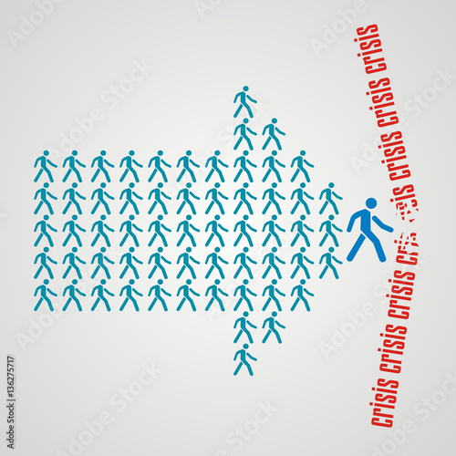 teamwork concept - The crowd of workers follows the team leader