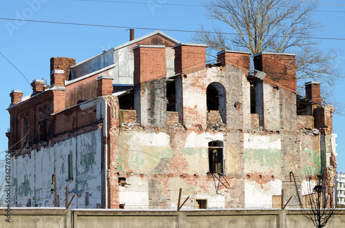 The ruins of the old building.