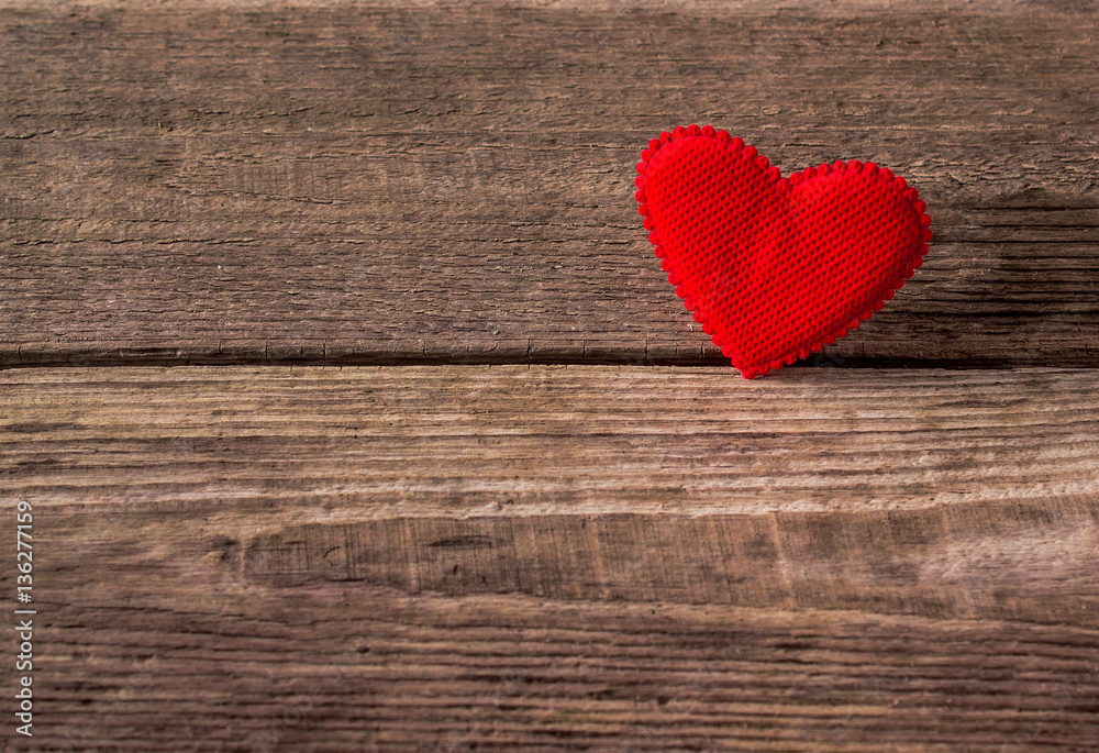 Valentines day red heart on old wood Valentines day red heart on old wood