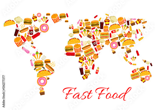 Fast food vector world map