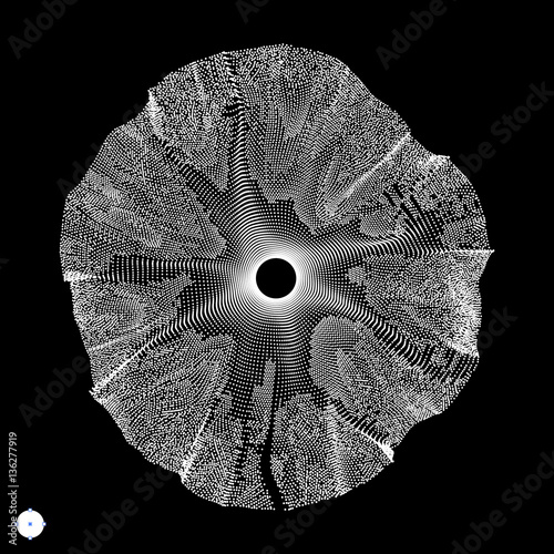 Array with Dynamic Particles. 3D Technology Style.