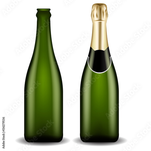 Realistic Champagne Bottles : Vector Illustration