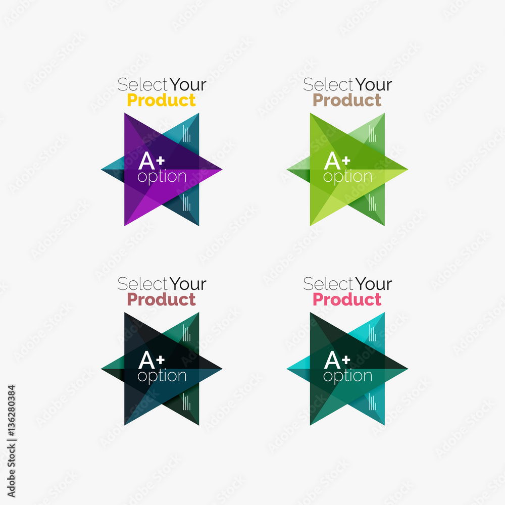 Set of triangle option infographic layouts Set of triangle option infographic layouts