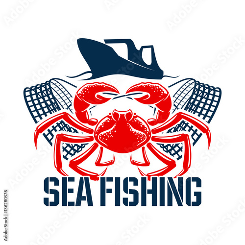 Sae fishing lobster crab vector isolated icon
