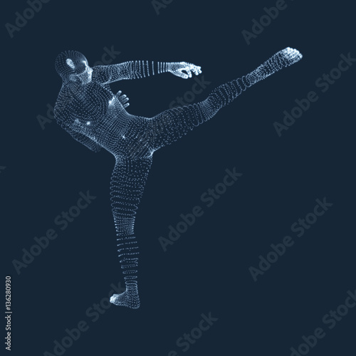 Kickbox Fighter Preparing to Execute a High Kick. Sport Concept.