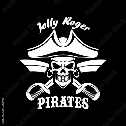 Pirates black vector flag with Jolly Roger symbol
