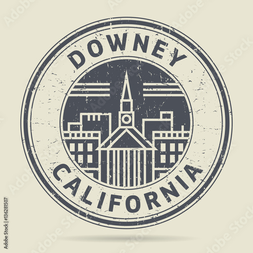 Grunge rubber stamp or label with text Downey, California