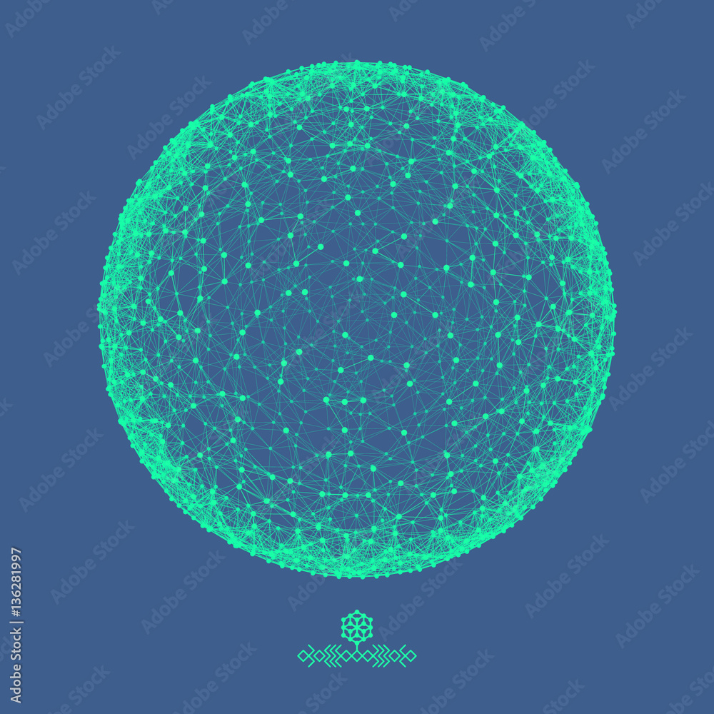 Sphere With Connected Lines And Dots. Global Digital Connections Stock ...