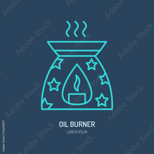 Modern vector line icon of oil burner.